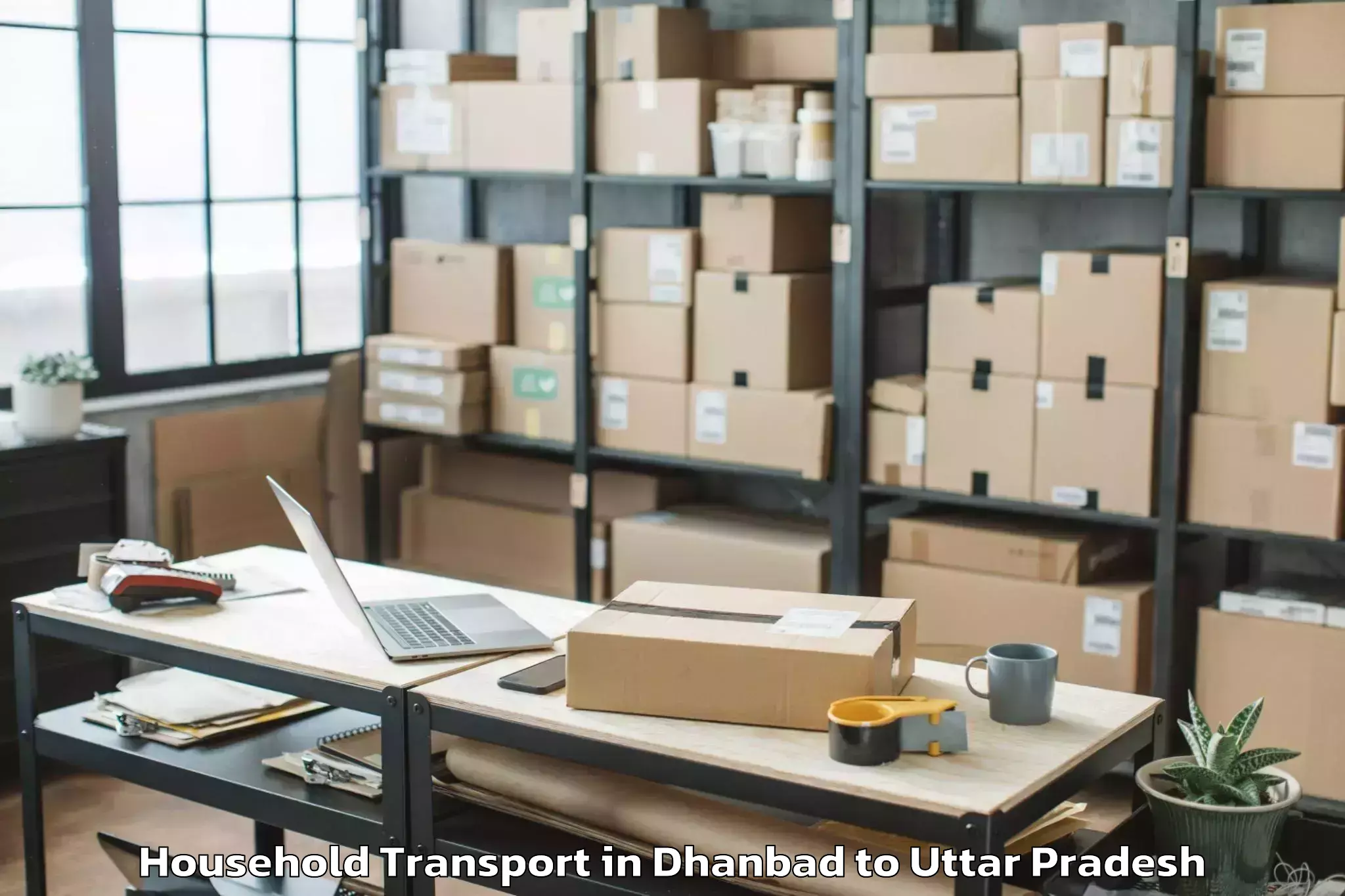 Efficient Dhanbad to Js University Shikohabad Household Transport